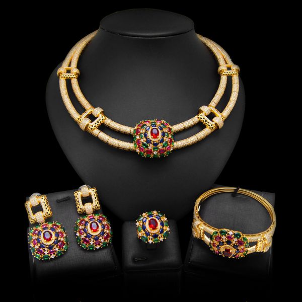 

yulali colorful usa diamond necklace set design color crystal party jewelry set for women, Black