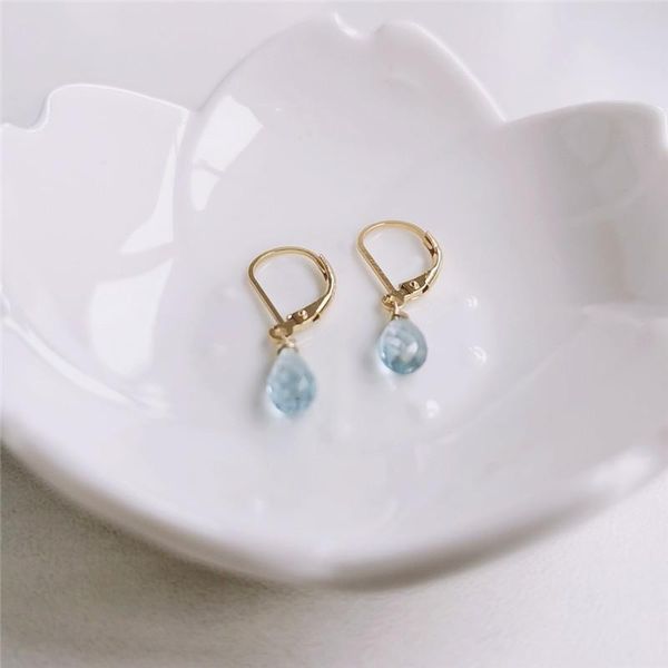 

knot daimi water drop blue z earrings female genuine gemstones 925 sterling silver earrings for women
