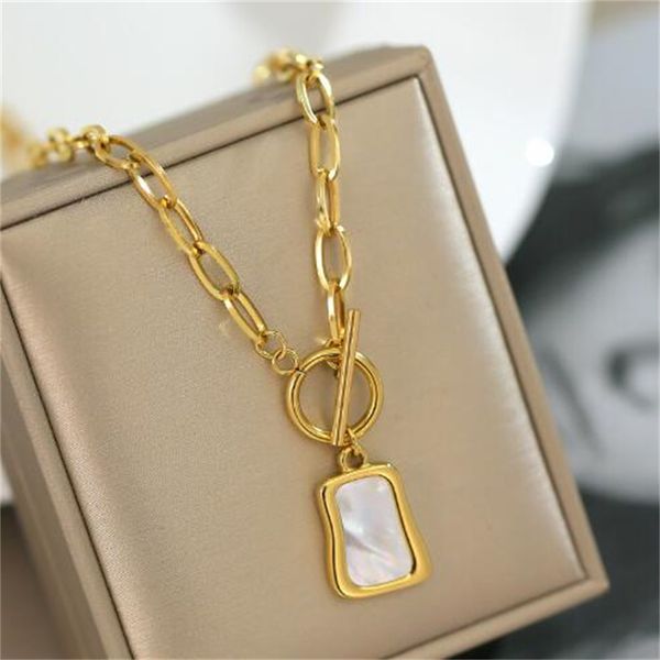 

european and american fashion geometric trapezoidal pendant necklace new stainless steel ot chain jewelry gift ae782, Silver