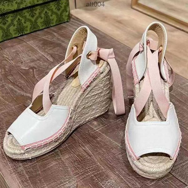

women open-toe platform espadrille designer sandals strap round wedge heel heels lace-up genuine leather fisherman wedding dress shoes with, Black