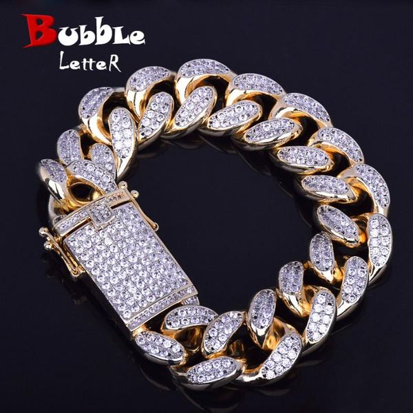 

bangle bubble letter cuban link bracelet for men real gold plated hip hop jewelry items 2021 trend gifts, Black