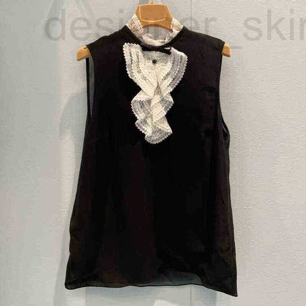 

women's t-shirt designer ear edge sleeveless lablack versatile chiffon temperament lotus collar shirt new summer women hiqb, White