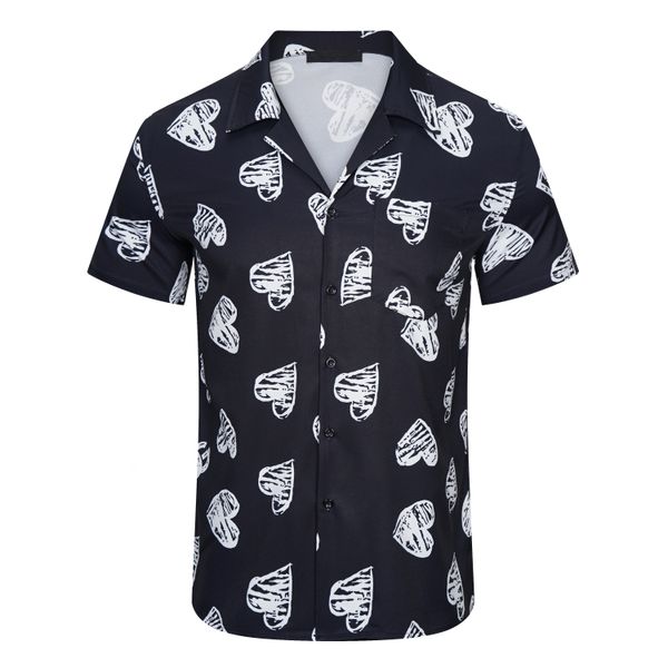 

men's designer shirt summer casual printed real silk street beach style short sleeve high-quality shirt8, White;black