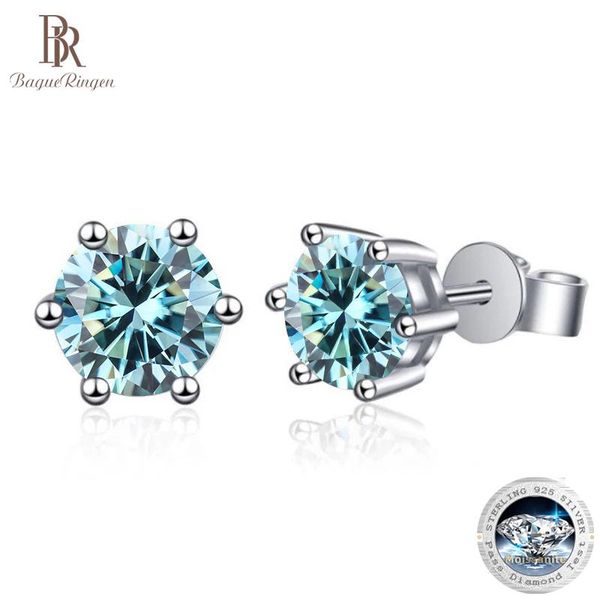 

stud bagueringen 0.51ctd color gra moissanite diamond 925 sterling silver classic stud earrings for woman fine jewelry wedding gifts, Golden;silver