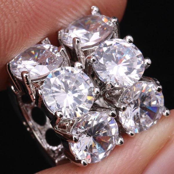 

huggie terrific white zircon silver plated argent clip huggie hoop earring s0851, Golden;silver