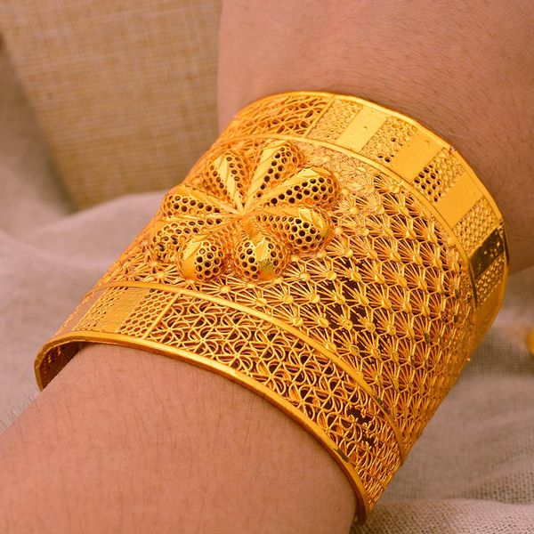 

bangle dubai france luxury flower fashion gold color for women bangles wedding bracelet bijoux africaine dubai, Black
