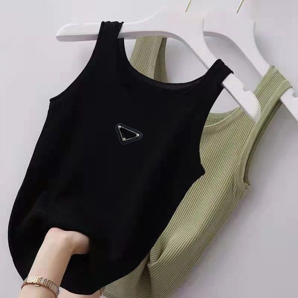 

women's knits r tanks tees t shirts fashion temperament knitted embroidery knitted vest sleeveless breathable knitted pullover womens s, White