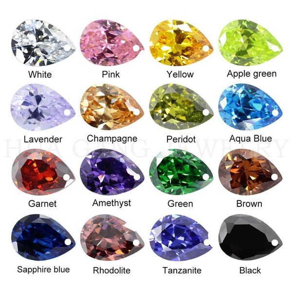 

crystal single hole beads cubic zirconia stones aaaaa pear cubic zirconia stone loose cz diy jewelry beads cz with holes ing