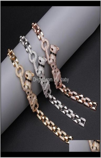 

full zircon stone leopard green eyes panther bracelet for men women party punk jewelry cxu5b charm bracelets utsoy4388602, Golden;silver