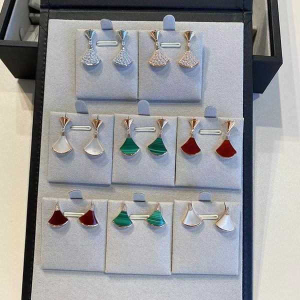 

stud exquisite jewelry sterling silver white mother of pearl small skirt female earrings carnelian luxury fashion luxury brand, Golden;silver