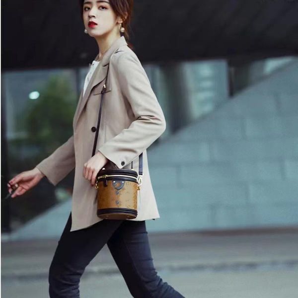 

cylinder lucky bag new vintage leather portable bucket bag shoulder crossbody bag