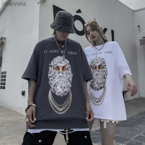 

men's t-shirts ih nom uh nit t shirt men women hip hop streetwear chrysanthemum portrait print short sleeve it aint my ideal cotton un, White;black