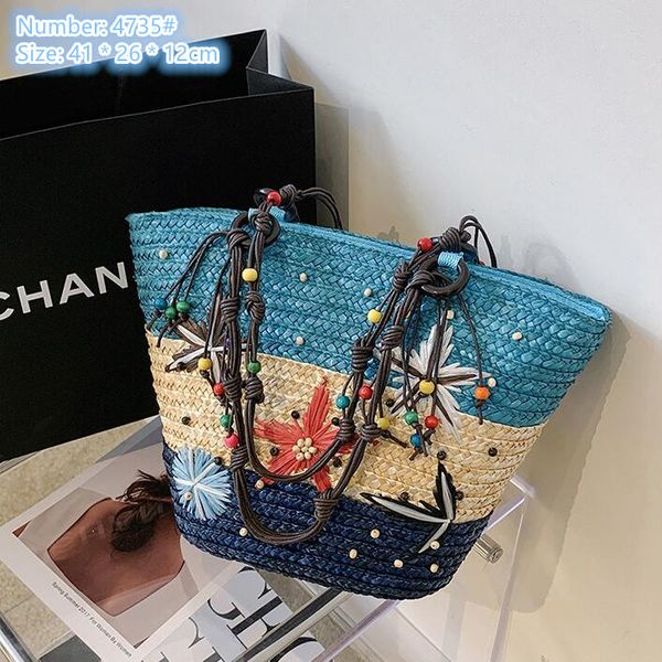 

factory wholesale ladies shoulder bags 3 colors niche design woven straw handbags sweet flowers embroidered handbag summer romantic holiday, Black;red