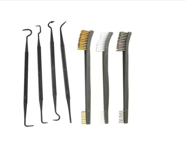 

7pcs universal gun cleaning kit 3pcs steel wire brush 4pcs nylon pick set hunting tactical cleaning toolcx2132429