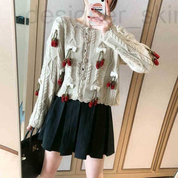 

women's sweaters designer gentle cardigan sweater flower heavy industry thick thread for women loose and easy to wear 48wb, White;black