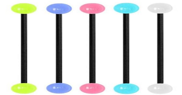 

tongue barbell t15 100pcslot mix 5 color piercing body jewelry glow in the dark fake tongue ring industrial piercing barbell1223184, Silver