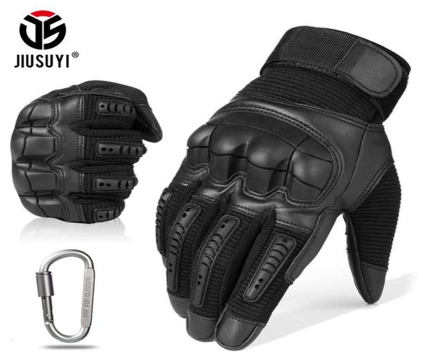 

touch screen tactical rubber hard knuckle full finger gloves military army paintball airsoft bicycle combat pu leather glove men t1179517, Blue;gray