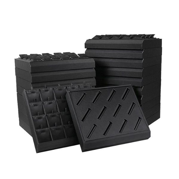 

boxes new luxury brushed black pu leather jewelry pallet necklace tray for show rings bracelet exhibition jewelry organizer showcases, Black;white
