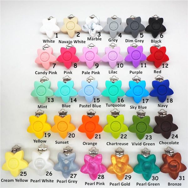 

crystal chengkai 10pcs silicone star flower clips diy smile face baby dummy teether pacifier chain holder nursing clips toy bpa free
