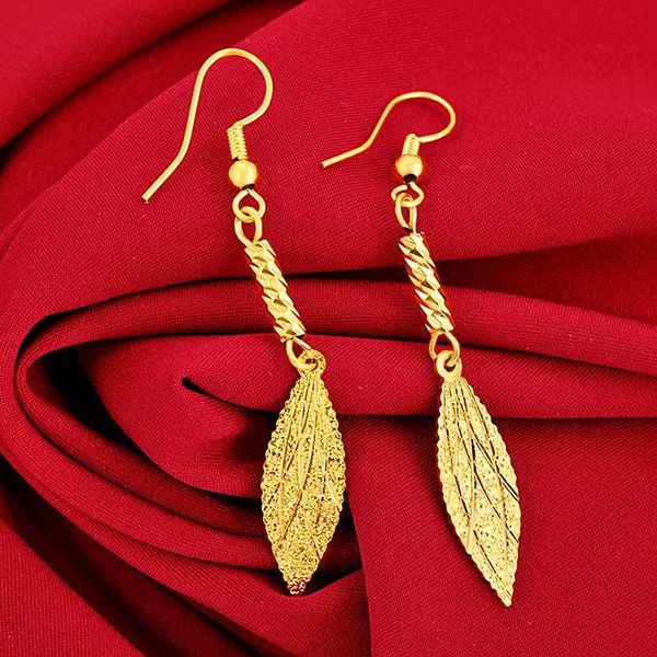 

knot 22k yellow gold leaf drop earring for women, Silver