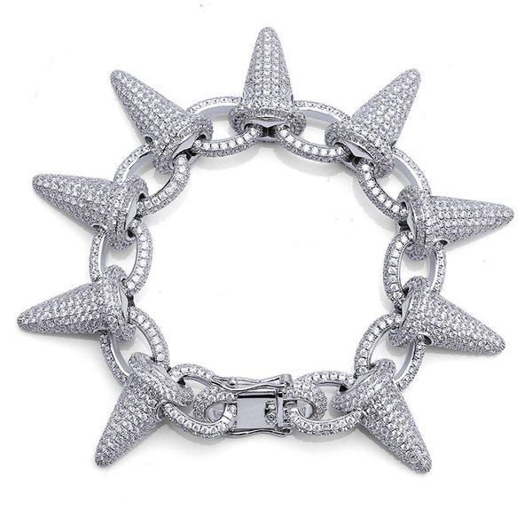 

bangle rillz spikes rivet stud mens rivet charm bracelets 2018 iced out gold silver color bracelets for men hip hop/punk jewelry, Black