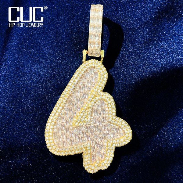 

necklaces cuc single baguette letter number hiphop pendant for men women gold color necklace fashion rock jewelry personalized gift, Silver