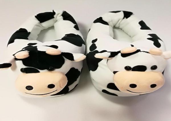 

winter men women home slippers cotton cute cartoon cow shoes indoor slippers winter home shoes fashion1723533, Black