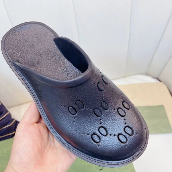 

luxury designer hollow eva slippers thin bottom women's shoes breathable beach swimming pool fashion classic, Black