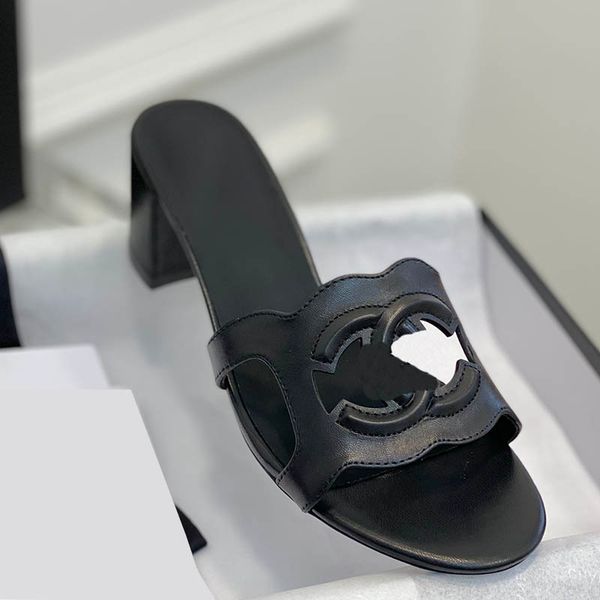

womens low heels sandals cowhide hollow out low heel slippers retro black round toes slides ladies outdoor beach shoe slingbacks dress shoes