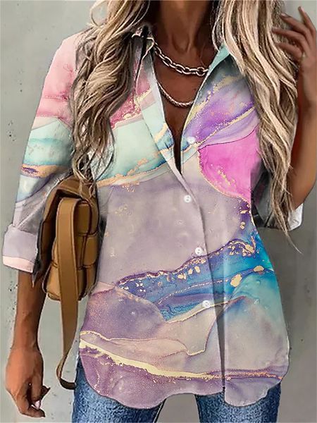 

womens blouses shirts temperament long sleeve women shirt large size loose casual versatile printed 230519, White