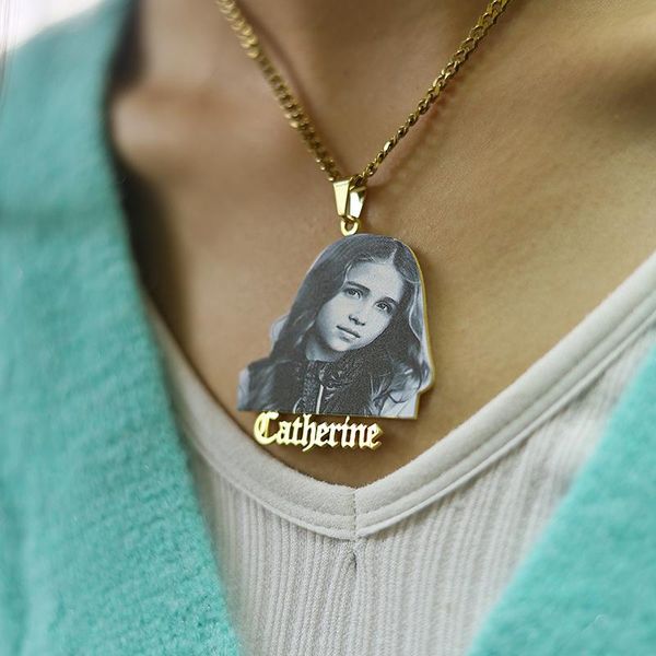 

necklaces fashion custom color p picture name pendent necklace personal fmaily picture pendent for women men hiphop jelwery, Silver