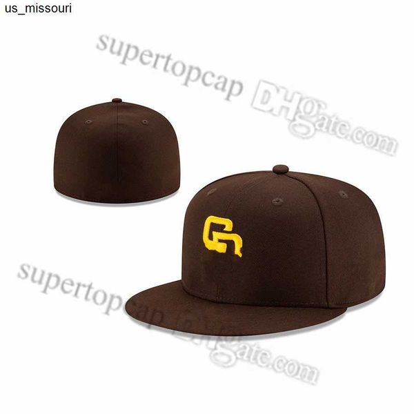 

ball caps 2023 men baseball full closed caps summer gold letter bone men women brown color all 32 teams casual sport flat fitted hats j23052, Blue;gray
