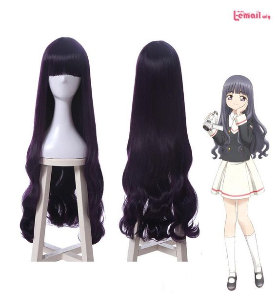 

gtgtgtcard captor sakura tomoyo daidouji long wave wavy purple cosplay wig party wigs1179616, Black;brown
