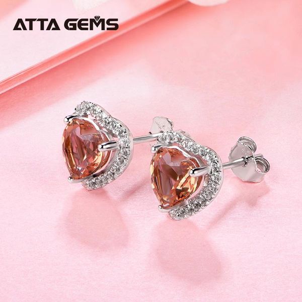 

stud zultanite color change 925 sterling silver stud earring for women heart shape design ruby sapphie stone earrings fine jewelry, Golden;silver