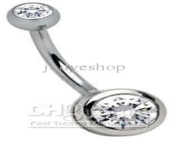 

double clean diamond navel piercing navel ring 100pcslot fashion body jewelry 100 guaranteed 14g4082379, Slivery;golden