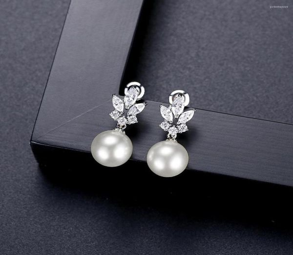 

dangle earrings funmode cubic zirconia highgrade sense diamond pearl sweet and fashionable design female fe3936828176, Silver