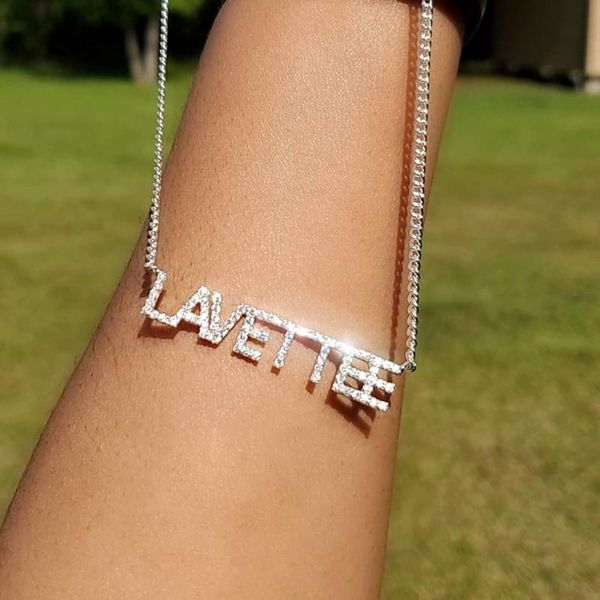 

clips 3umeter crystal pendant letters necklace for women custom name personalized custom number necklace jewelry bohemian gift, Black