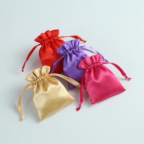 

anklets 100pcs satin jewelry bag wedding party candy package can organizer clothes custom personalized print fungus drawstring bags, Red;blue