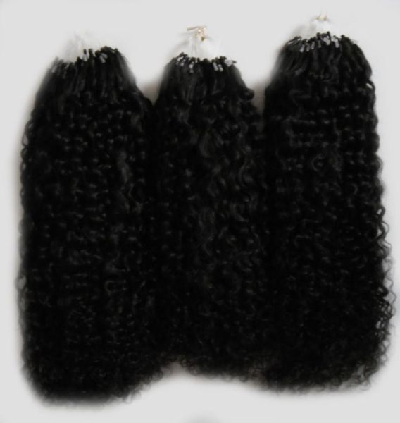 

natural color afro kinky curly micro loop hair extensions 300g mongolian kinky curly hair micro link hair extensions human 300s8982666, Black