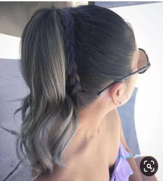 

custom grey curls colored clip ponytail extensions virgin indian wraps drawstring curly ponytail hairpiece clip hair extensions4269626, Black