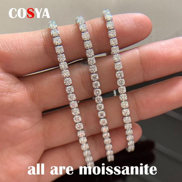 

bangle cosya moissanite tennis bracelets for women 100% 925 sterling silver round adjustable 3mm charm diamond bracelet fine jewelry, Black