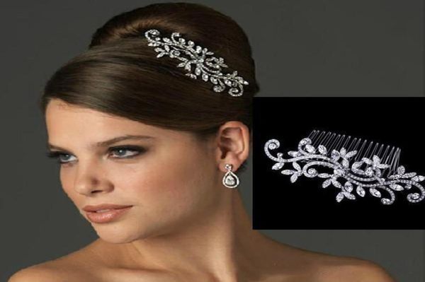 

selling headpieces wedding bride hair combs flower style rhinestone crowntiaras bridal headpieces wedding accessories silver6632236, Silver