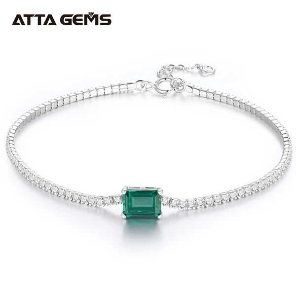 

bangle attagems 925 sterling silver moissanite diamond emerald gemstone bangle charm wedding tennis bracelet fine jewelry wholesale, Black