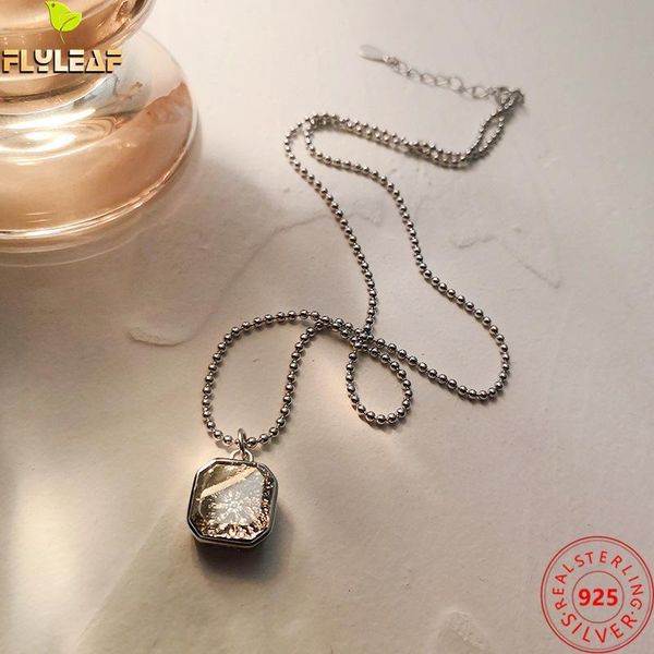 

necklaces 100% 925 sterling silver necklace for women square white tea crystal necklaces pendants fashion bead chain fine jewelry gift