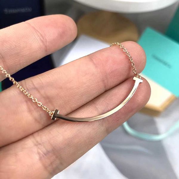 

internet celebrity seiko version tiffayffay smooth smile necklace female 18k rose gold mini medium and small collarbone chain face with diam, Black