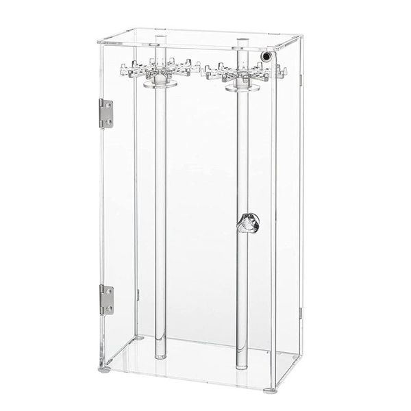 

boxes necklace holder organizer acrylic necklace holder stand rotation clear jewelry holder storage hanging with 24 hooks, Black;white