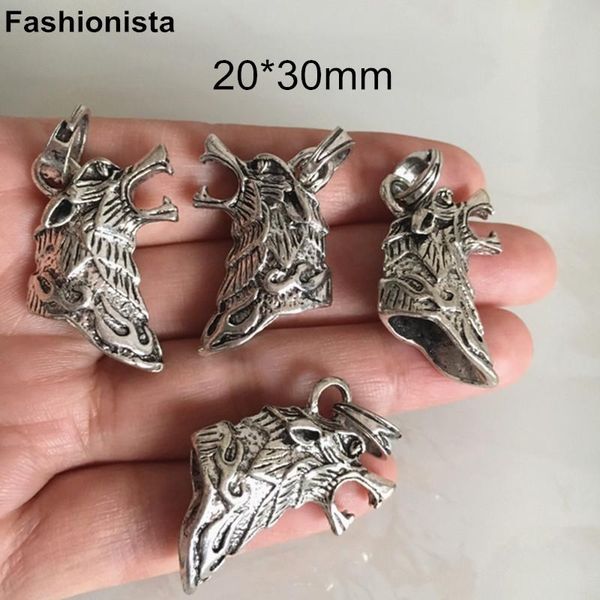 

other 10 pcs antique metal 3d wolf head pendant 20*30mm metal alloy wolf charms with hanging ring diy crafts findings