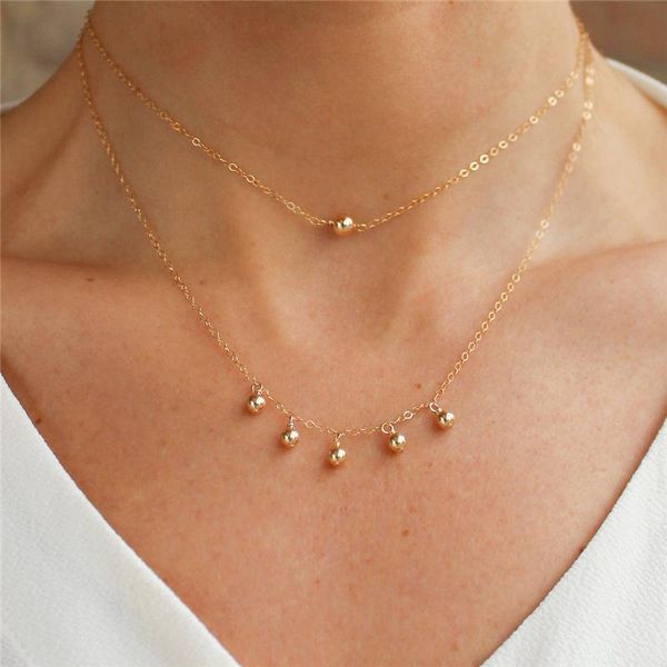 

necklaces 14k gold filled necklace gold beads necklace minimalism gold choker handmade pendants collier femme kolye collares boho jewelry, Silver