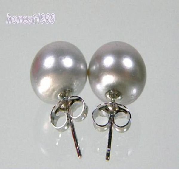 

natural 1011mm silver gray akoya pearl stud earring 14kt015947637, Golden;silver