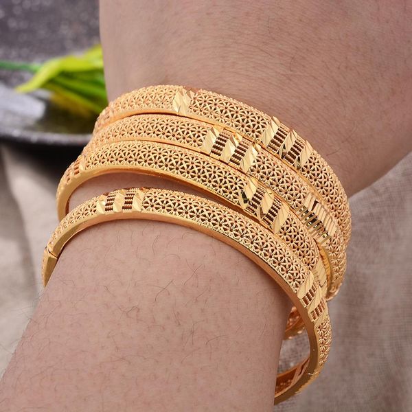 

bangle 4pcs/lot new bending 24k dubai jewelry gold color bangles ethiopian african bangle bracelets for women arab wedding gifts, Black